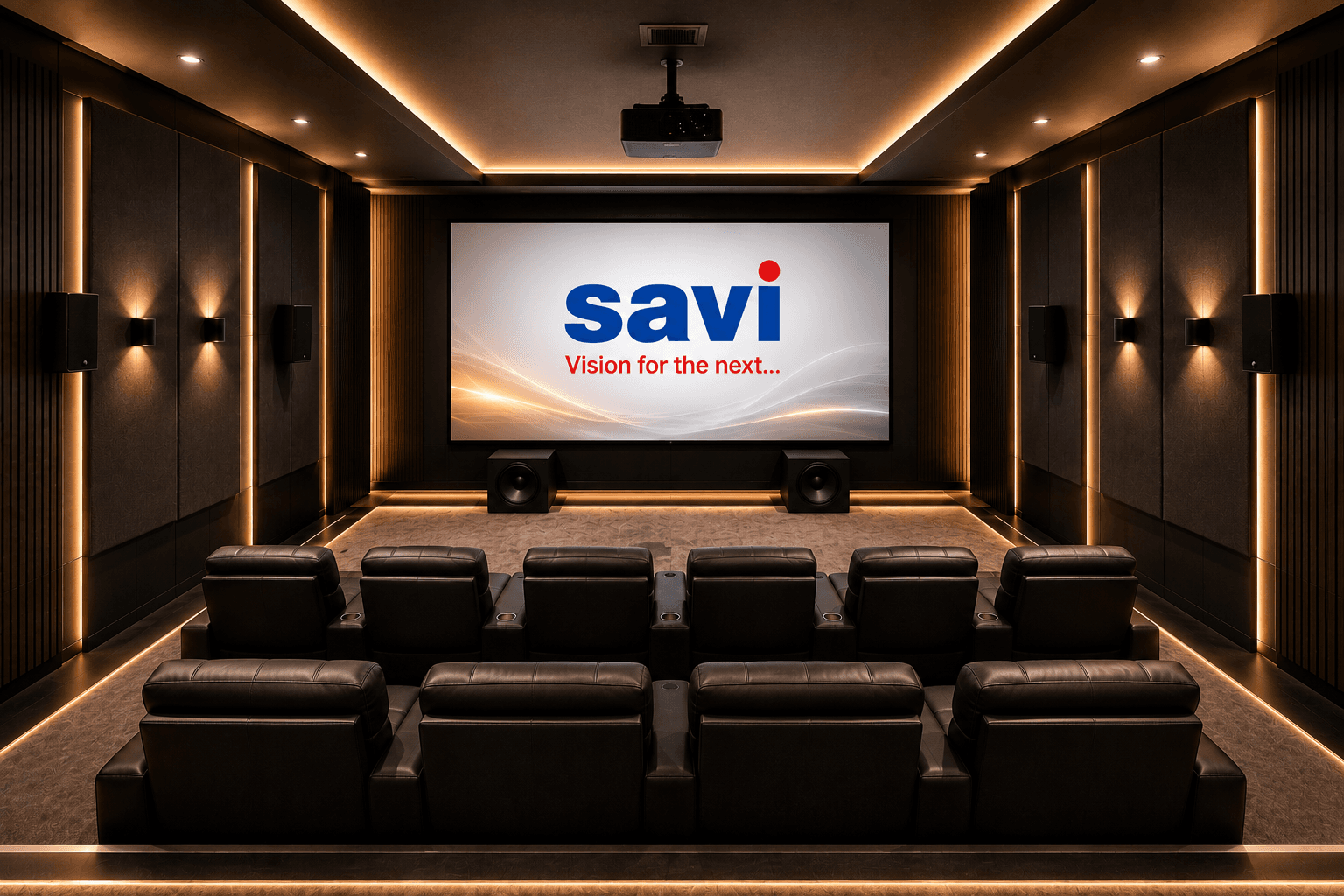 Home theater AV setup with cinema-grade display and audio