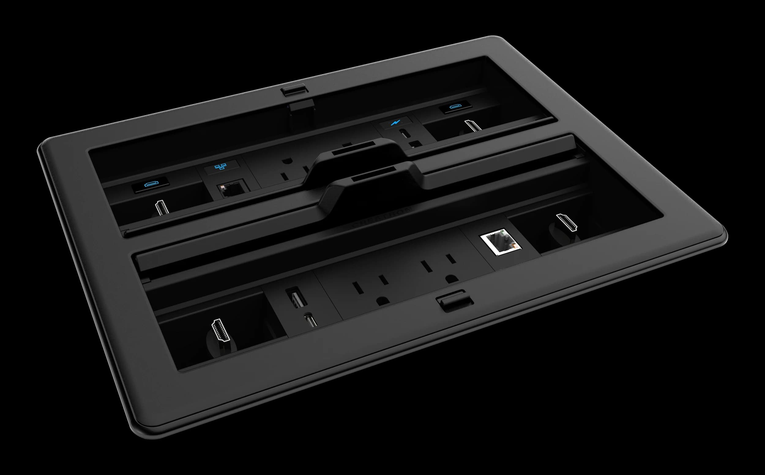 Crestron FT2-1400-ELEC-PTL-B FlipTop cable management system, closed