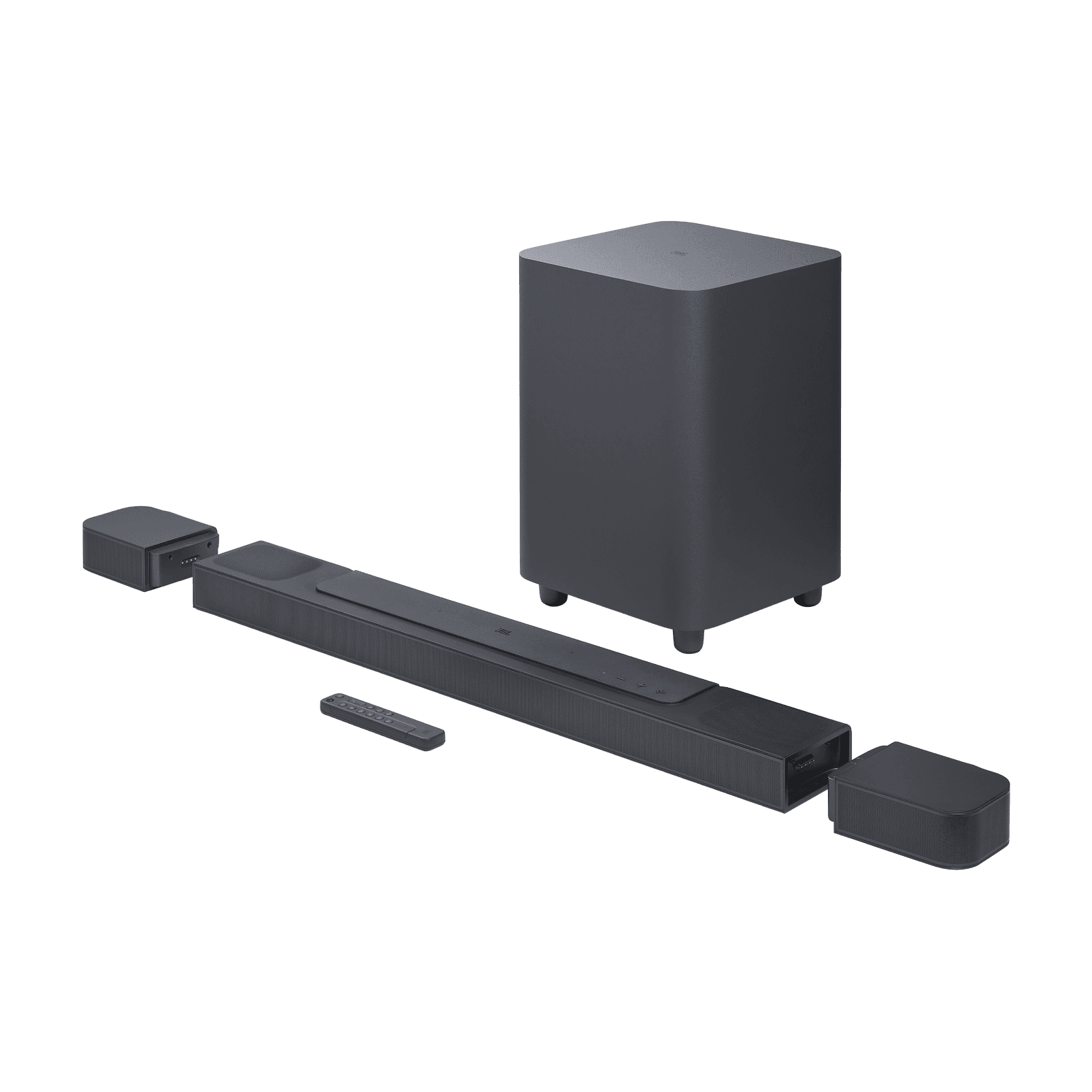 JBL Bar 800 Pro soundbar system with detachable surround speakers and subwoofer