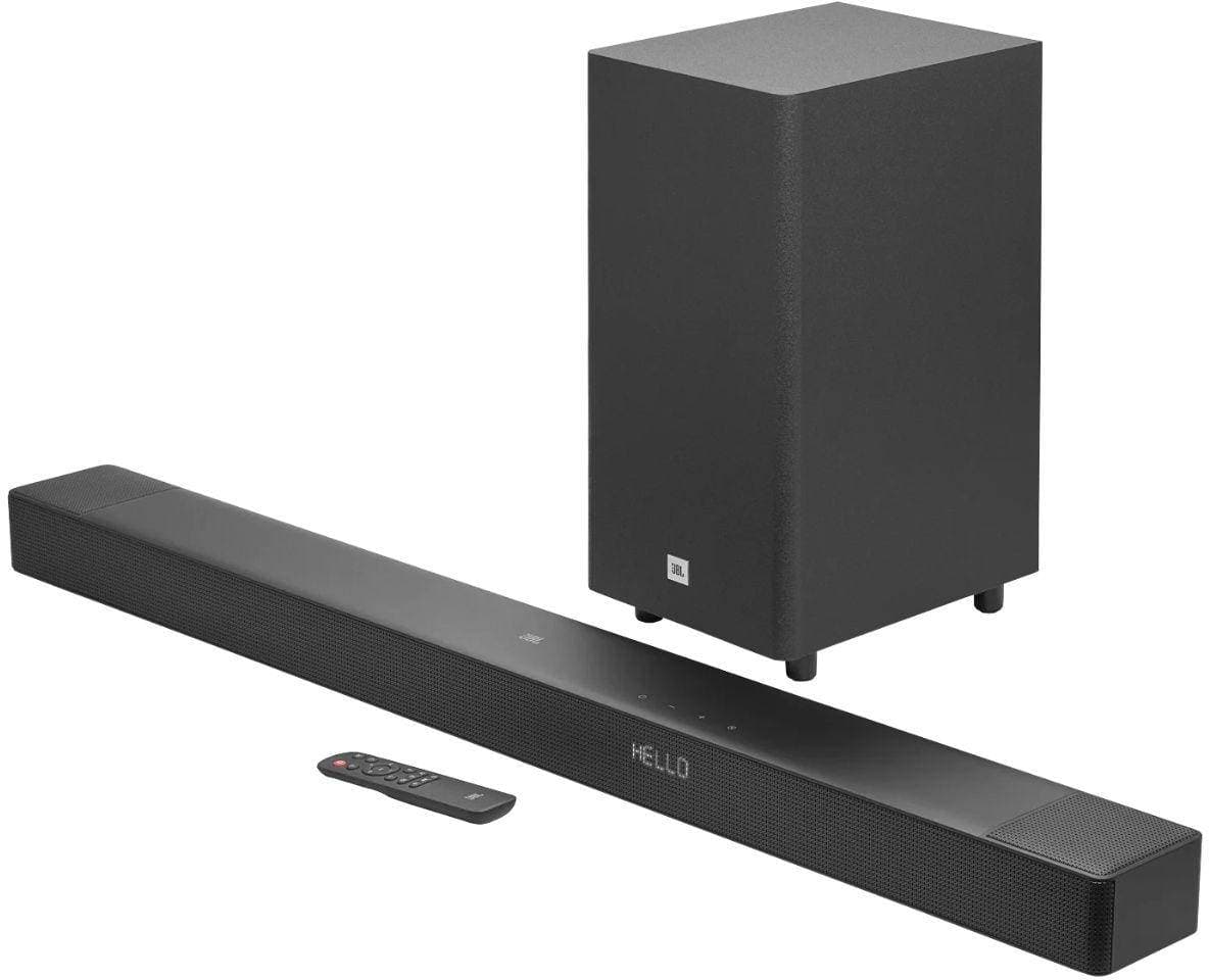 JBL Cinema SB595 soundbar with wireless subwoofer and remote