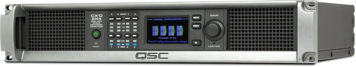 QSC CX-Q 2K4 network amplifier, front-left angle