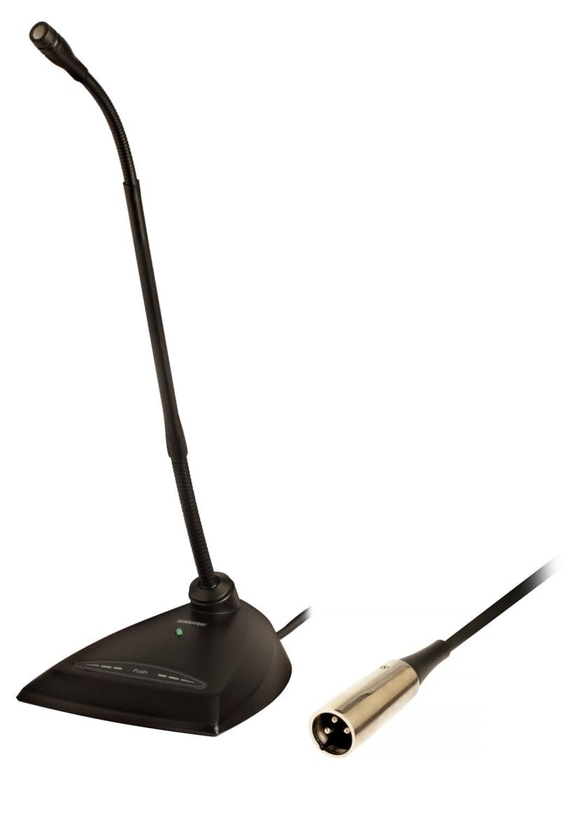 Shure MX418D desktop-mounted gooseneck microphone with weighted base