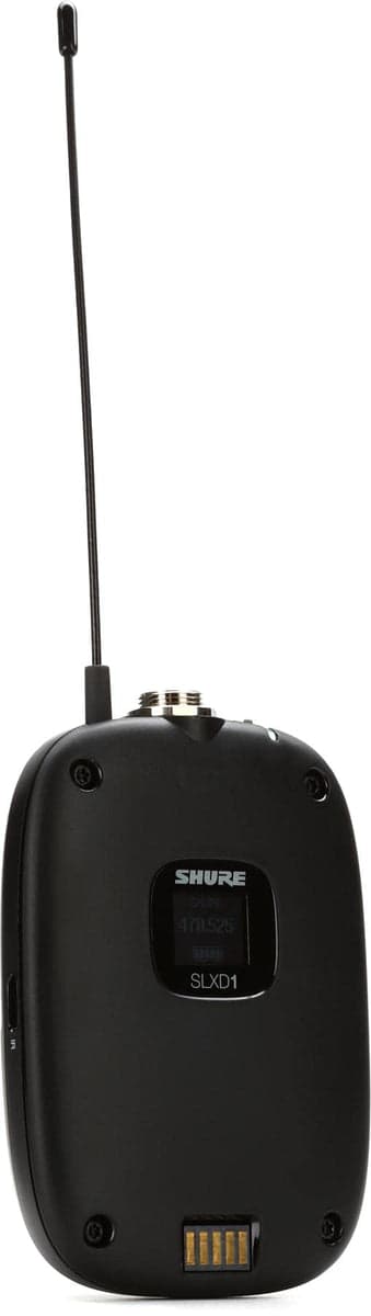 Shure SLXD1 digital wireless bodypack transmitter, rear view
