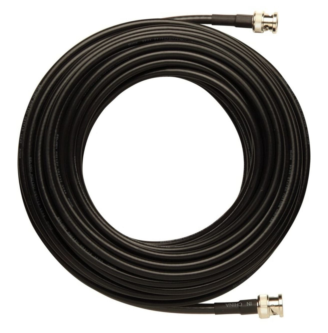Shure UA8100 100-foot coaxial antenna cable, coiled with BNC connectors