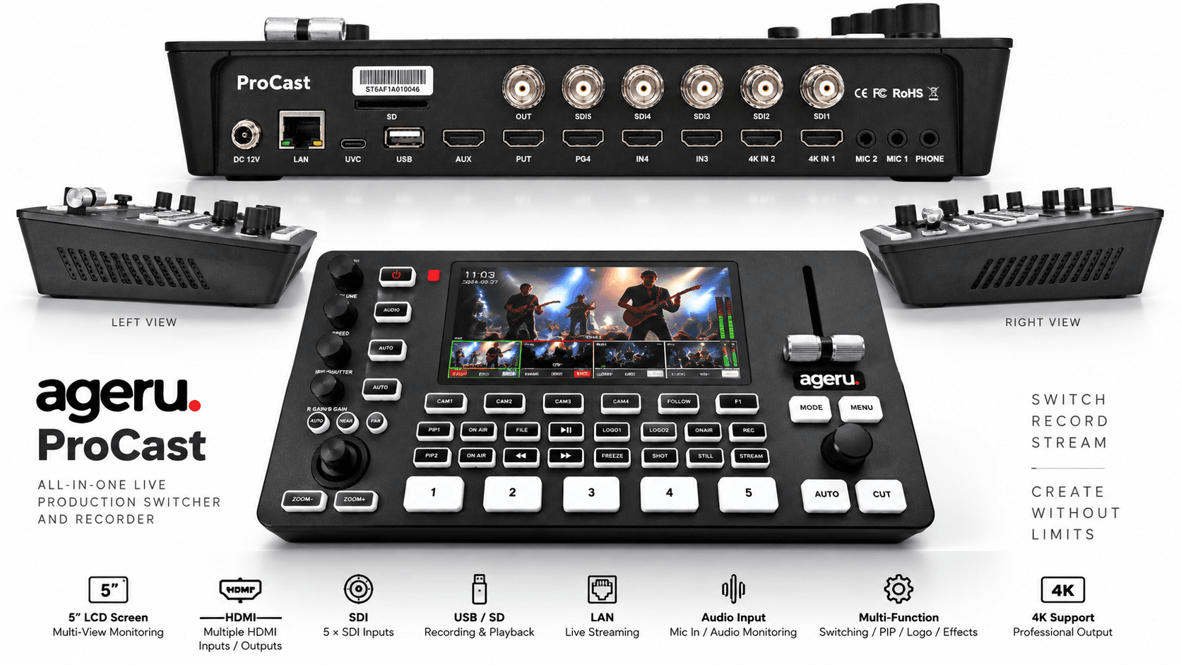 Ageru ProCast all-in-one live production switcher and recorder