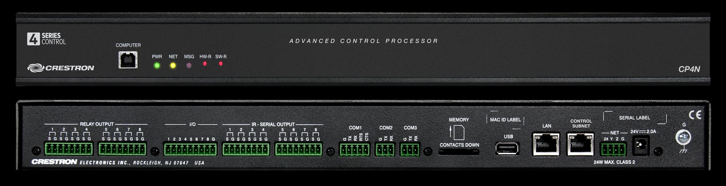 Crestron CP4N 4-Series control processor, front view
