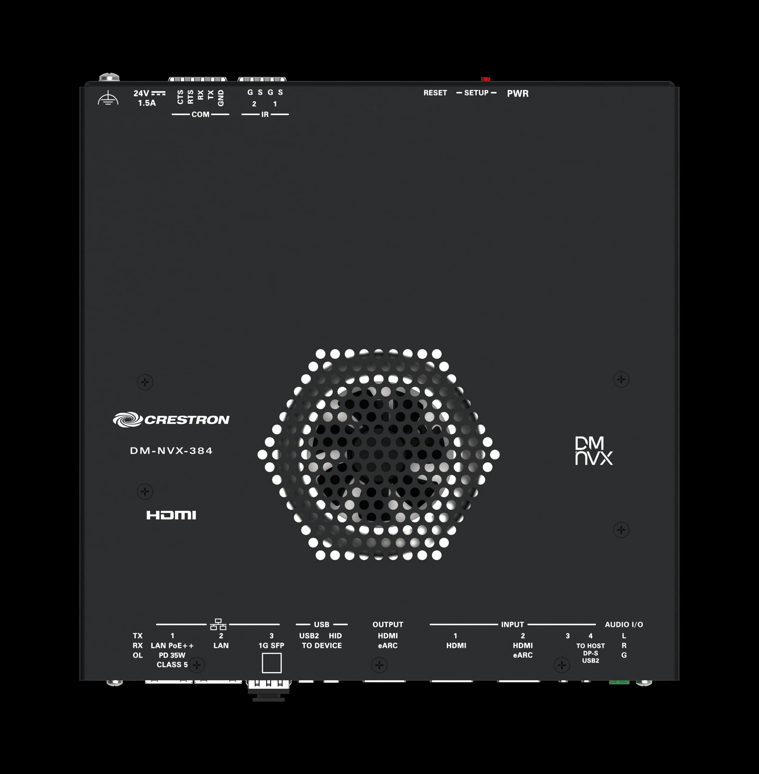 Crestron DM-NVX-384 AV-over-IP encoder/decoder, rear view