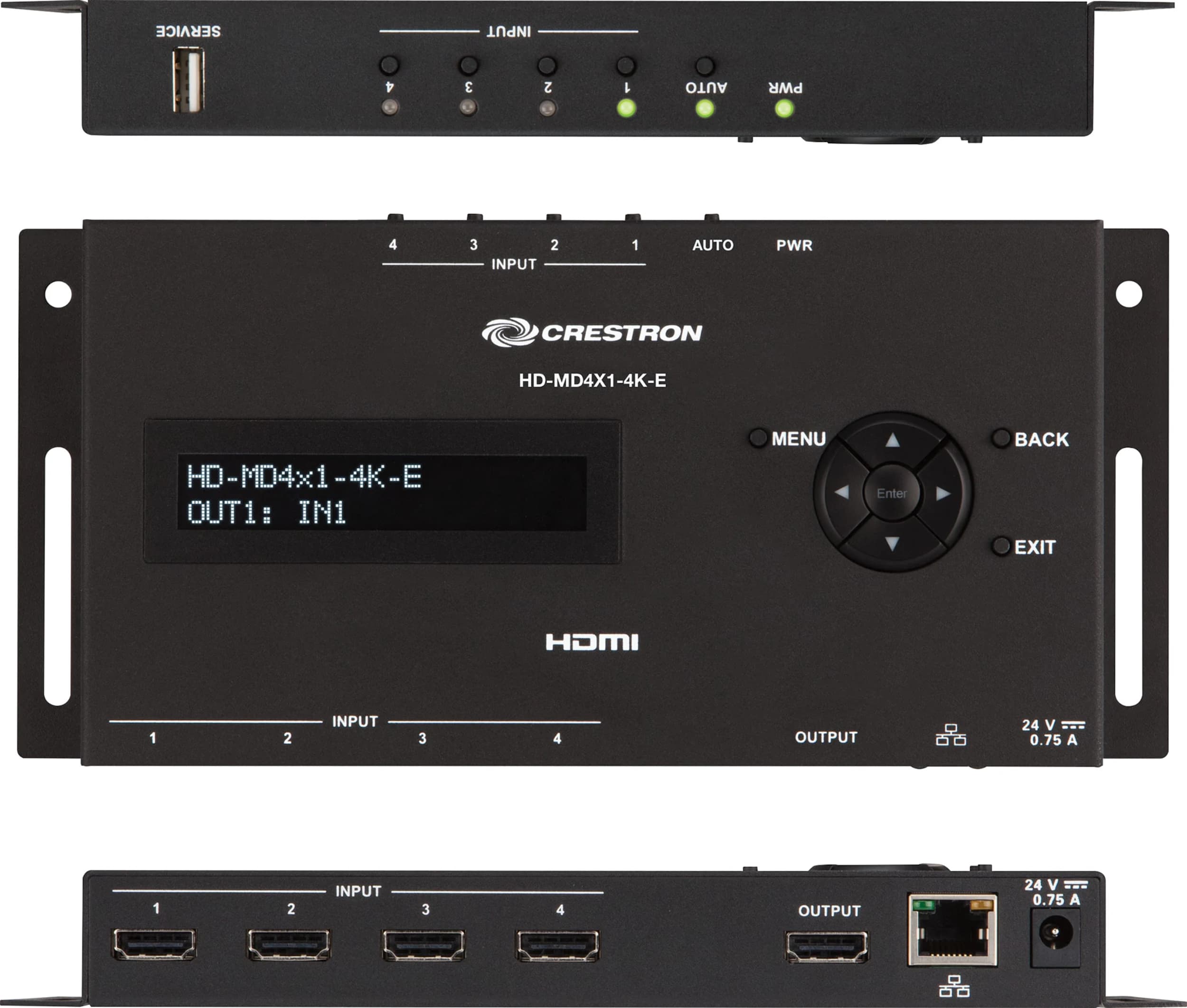 Crestron HD-MD4X1-4K-E 4x1 AV switcher, composite view