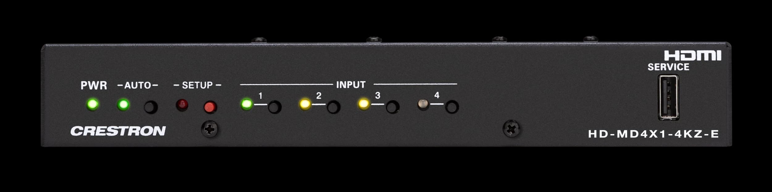 Crestron HD-MD4X1-4KZ-E 4x1 HDMI switcher, front view