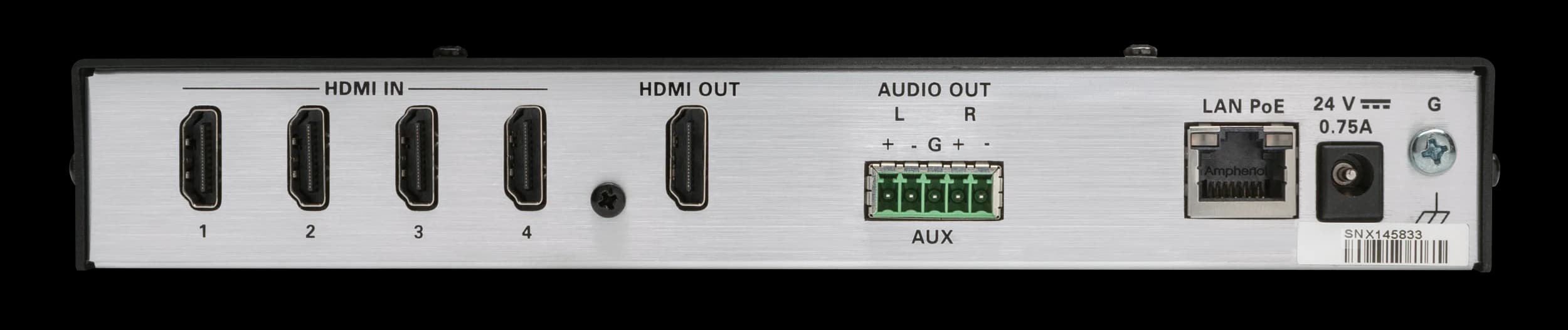 Crestron HD-MD4X1-4KZ-E 4x1 HDMI switcher, top view