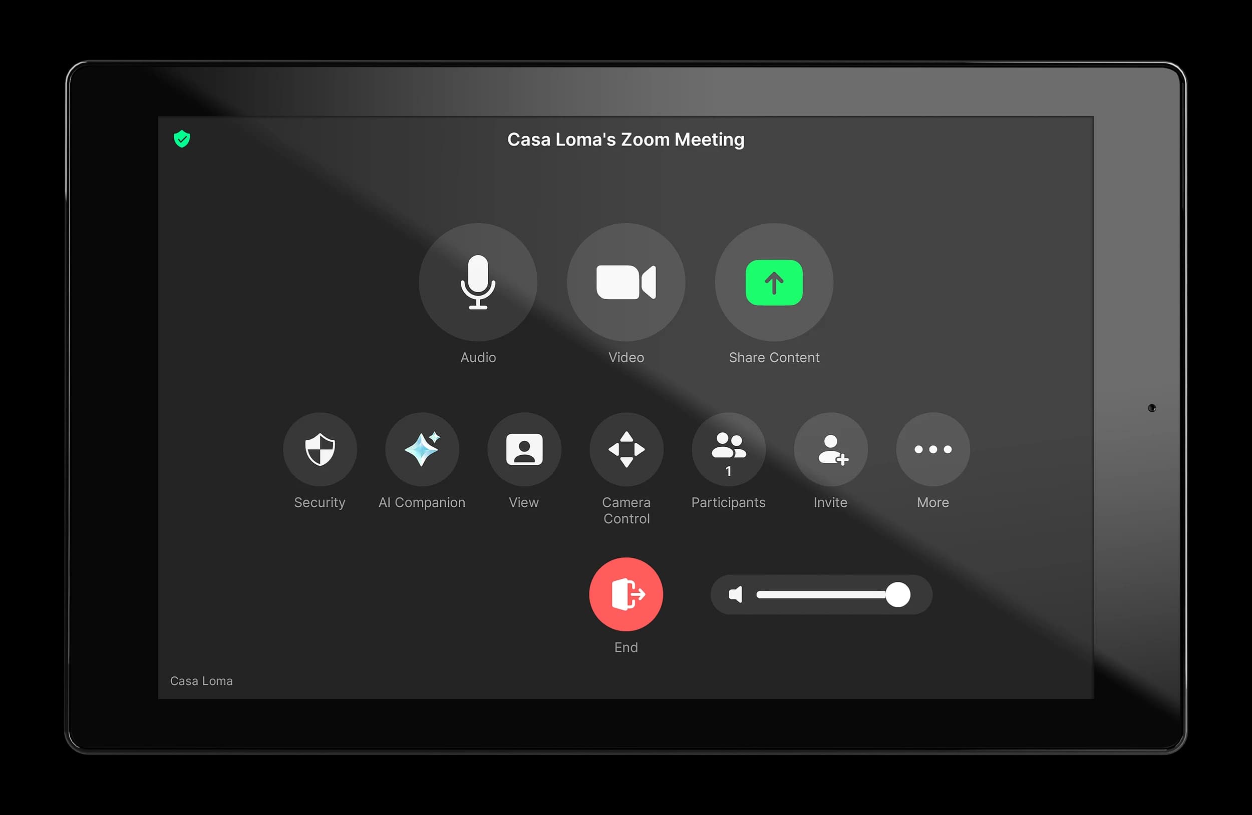 Crestron TST-1080 wireless touch screen, angled view