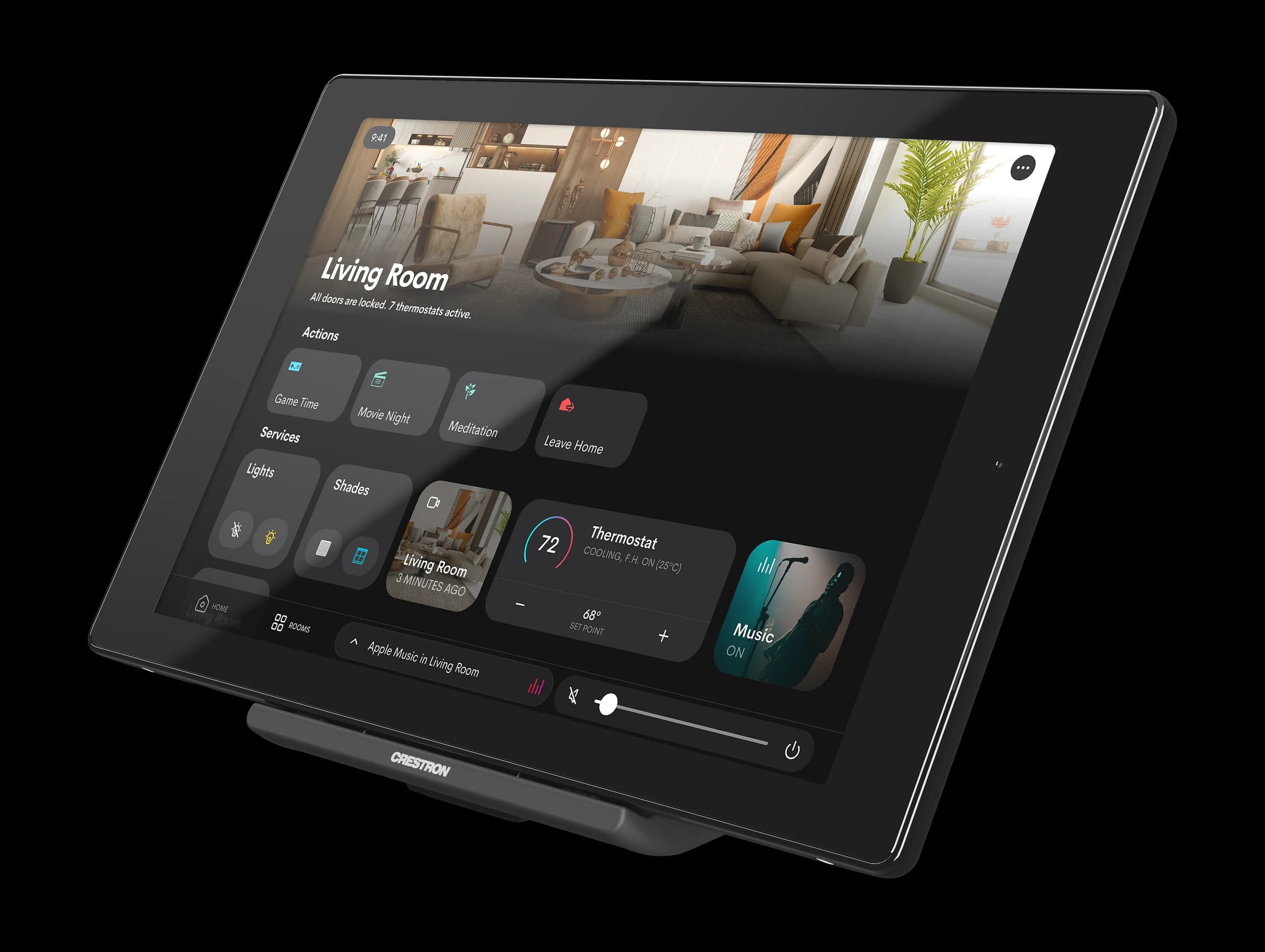 Crestron TST-1080 wireless touch screen in use