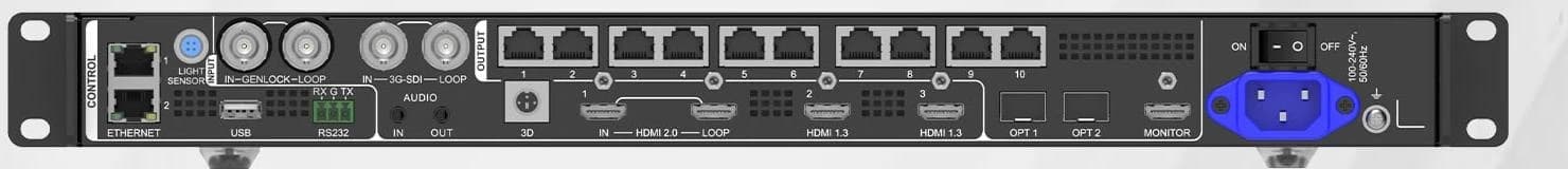 NovaStar DSP1000 Pro LED controller, rear panel showing all input, output and control connectors