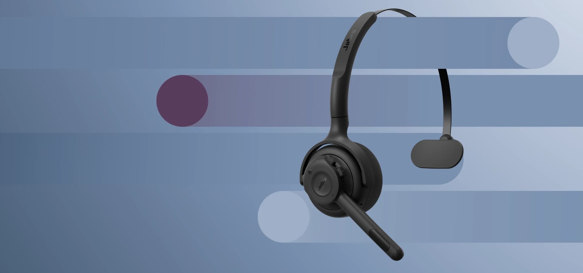 Jabra Perform 55 wireless retail headset, angled studio view