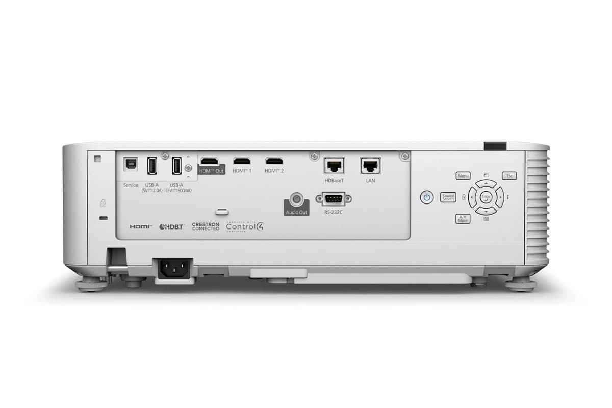 Epson PowerLite L690SE short-throw laser projector, rear connector panel