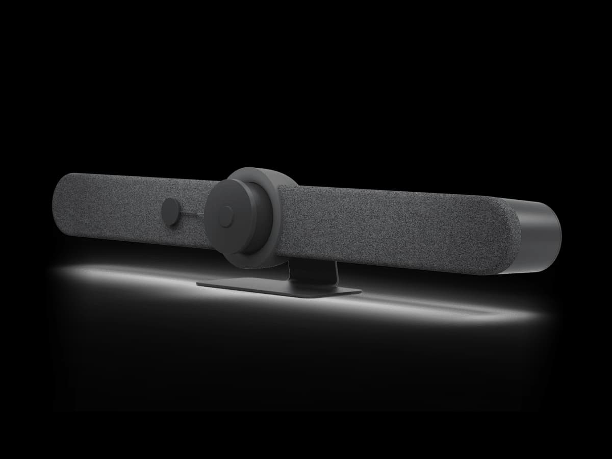 Logitech Rally Bar, angled three-quarter view