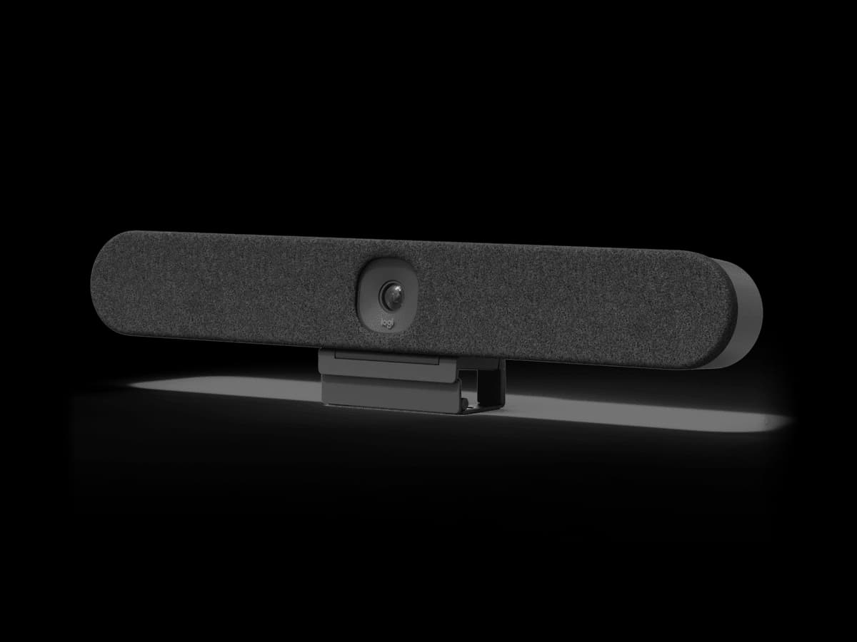Logitech Rally Bar Huddle, angled three-quarter view
