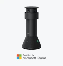 Yealink MTower center-view intelligent camera, studio view with Certified for Microsoft Teams badge