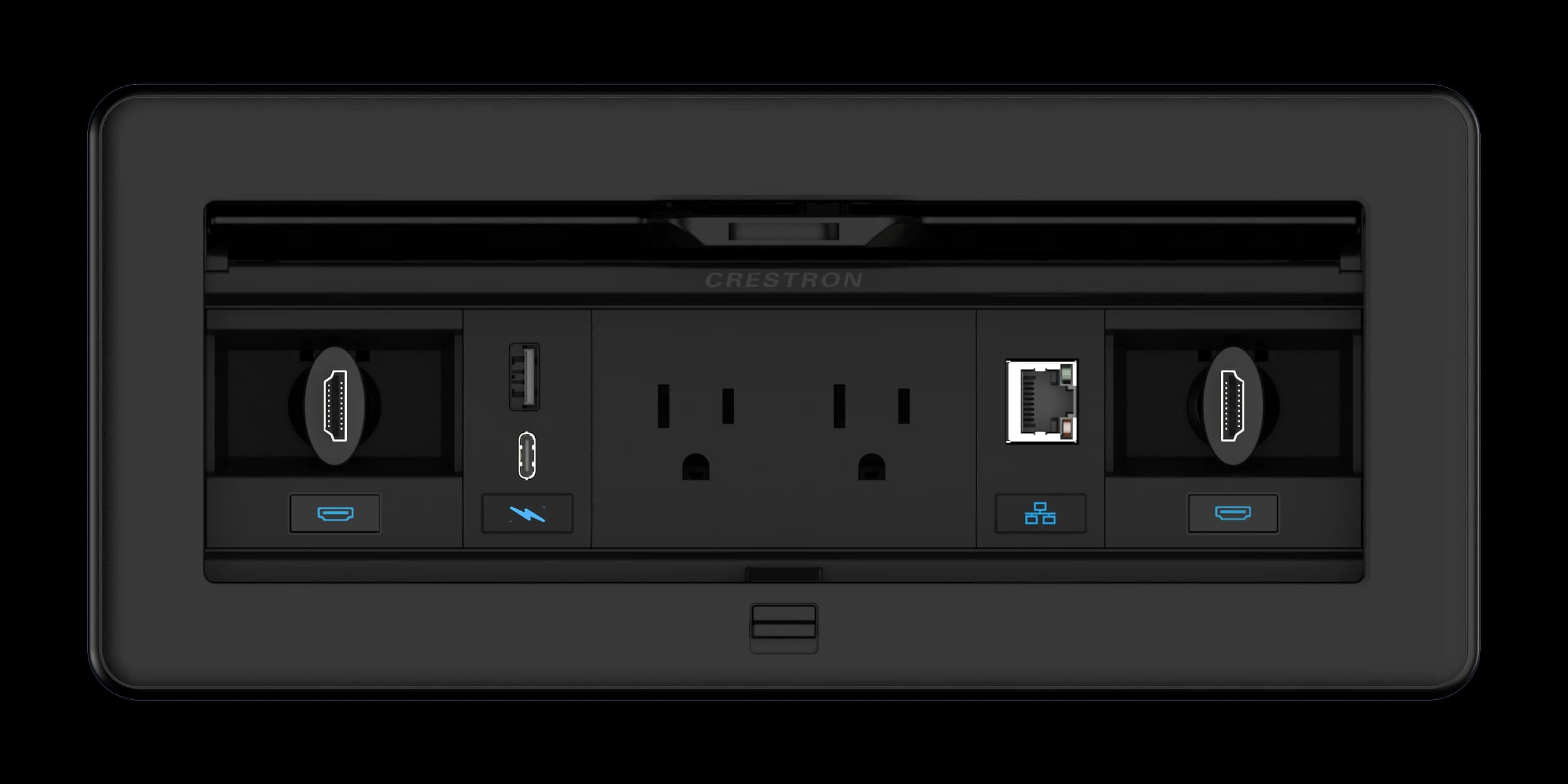 Crestron FT2-1200-ELEC-PTL-B FlipTop cable management system, detail