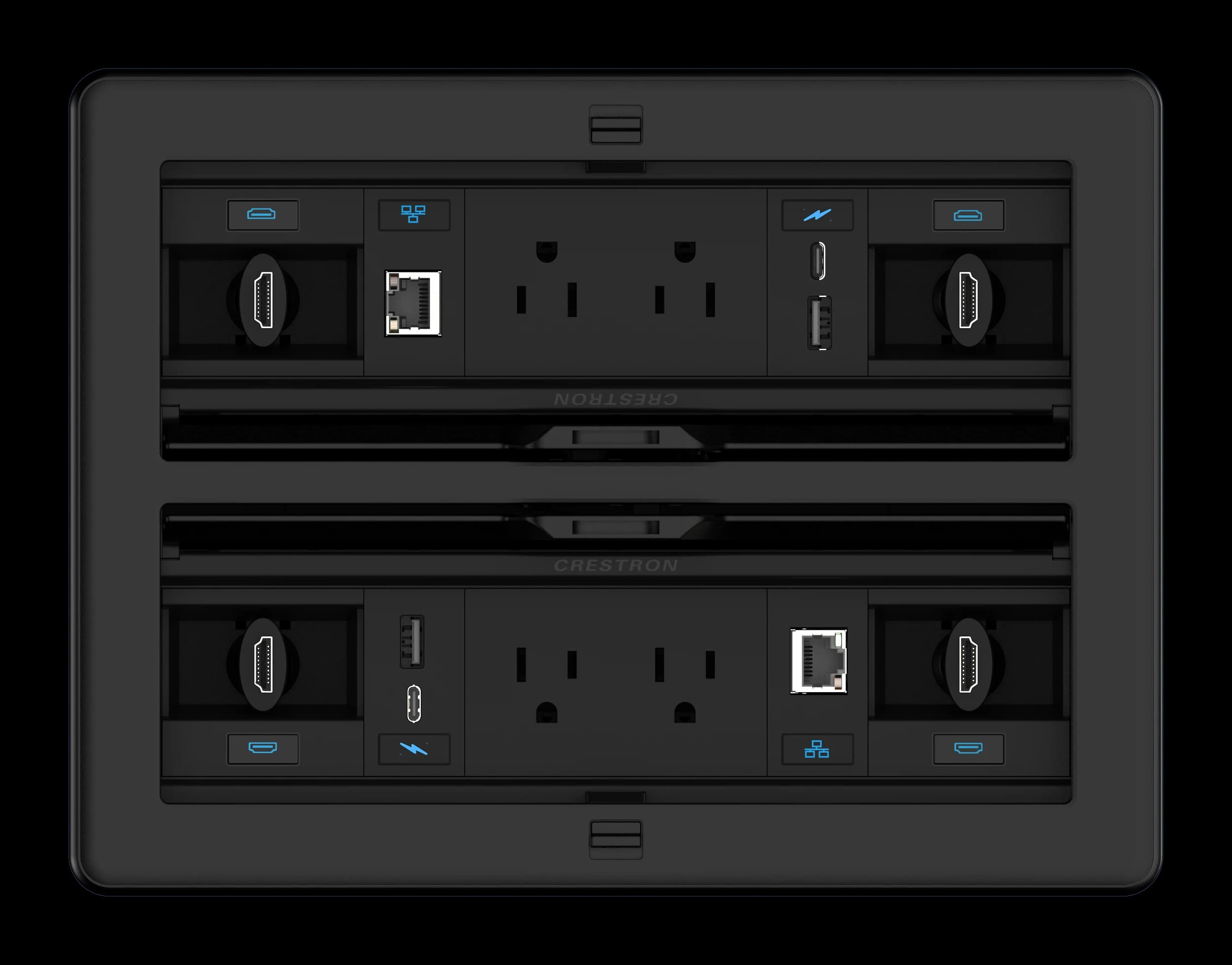 Crestron FT2-1400-ELEC-PTL-B FlipTop cable management system, detail