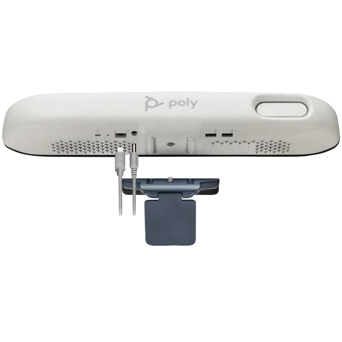 Poly display clamp mounted on the rear of a Poly Studio video bar