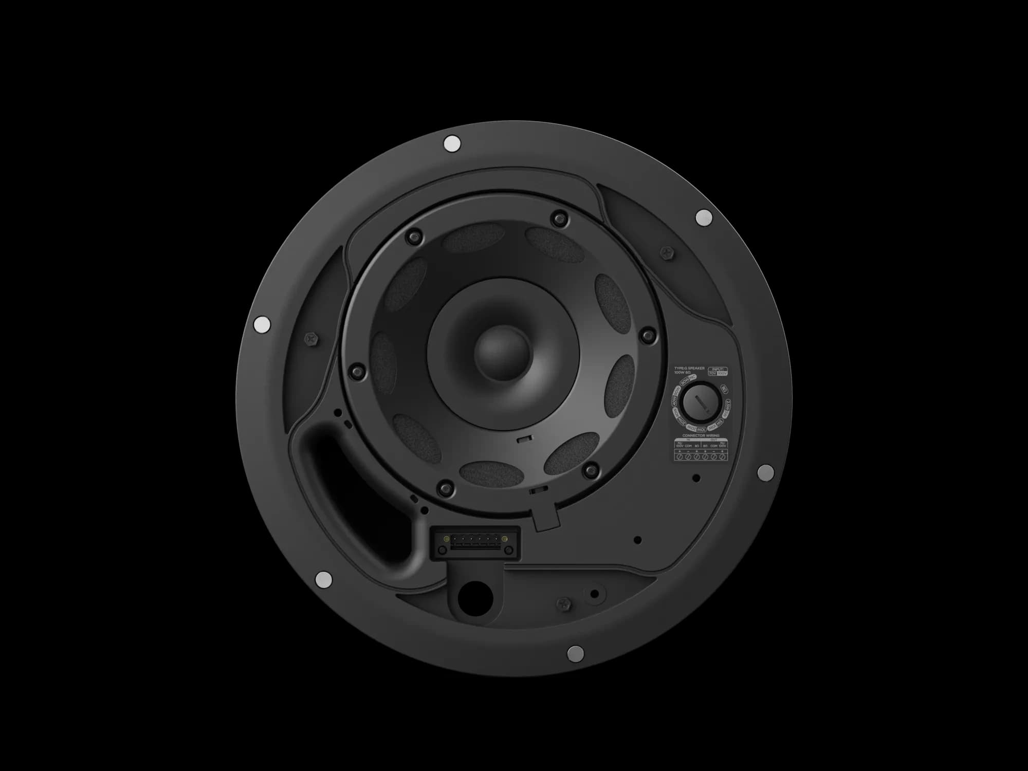 Bose DesignMax DM6C, rear view showing woofer and connector
