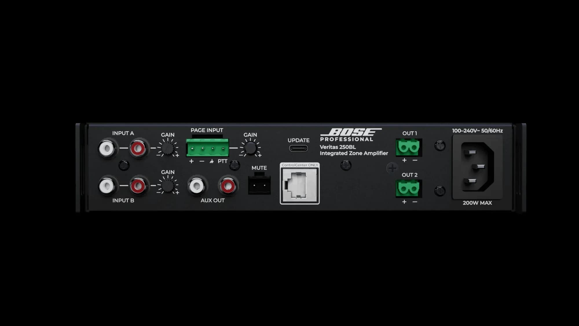 Bose Veritas 250BL, rear panel view showing ports