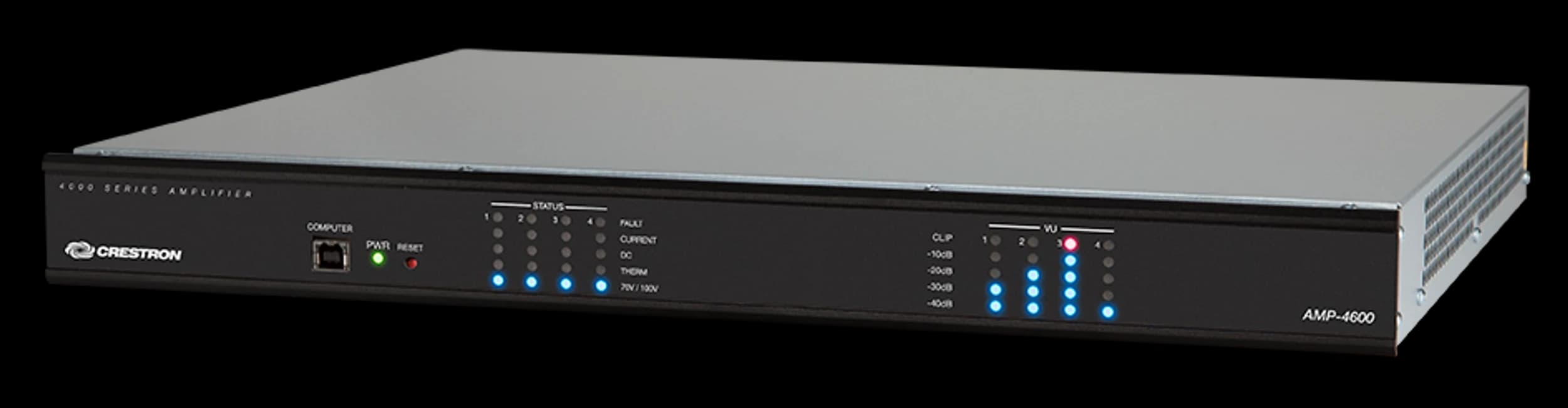 Crestron AMP-4600 4-channel power amplifier, front view