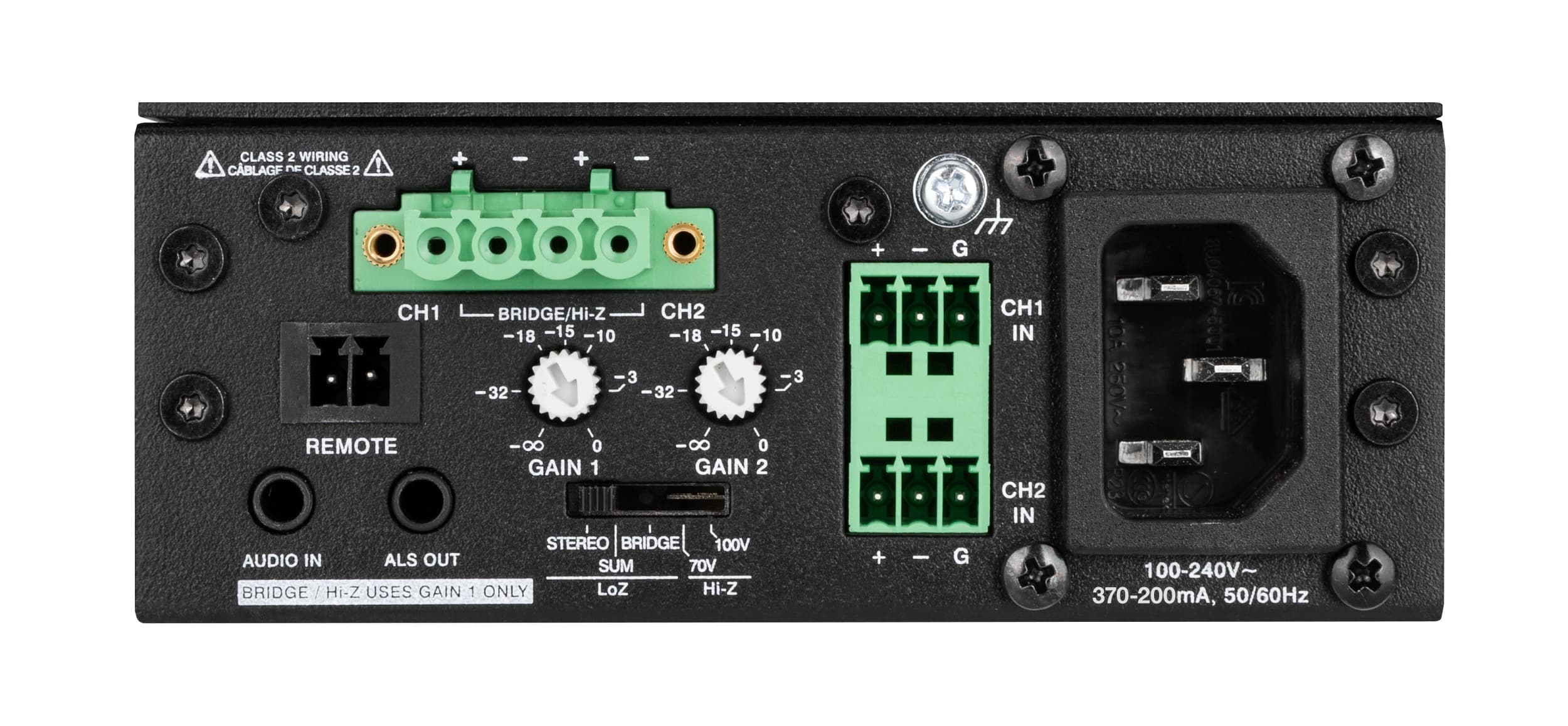 Crestron AMP-X75, rear panel view showing ports