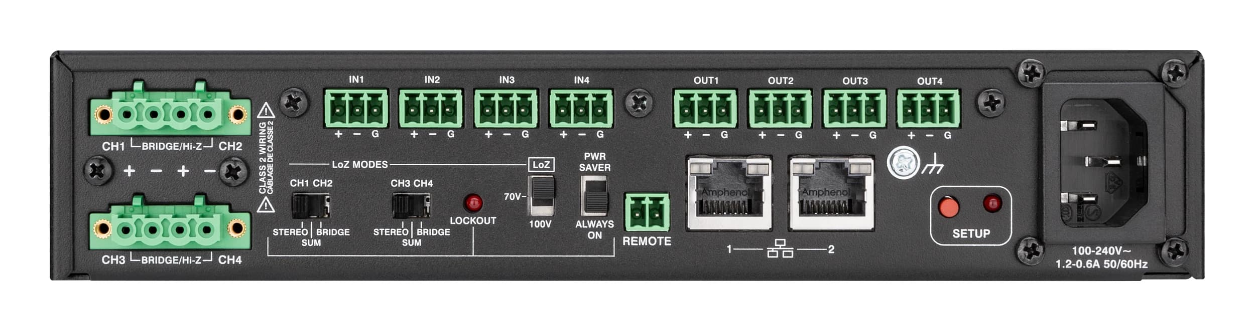 Crestron DM-NAX-AMP-X300, rear panel view showing ports