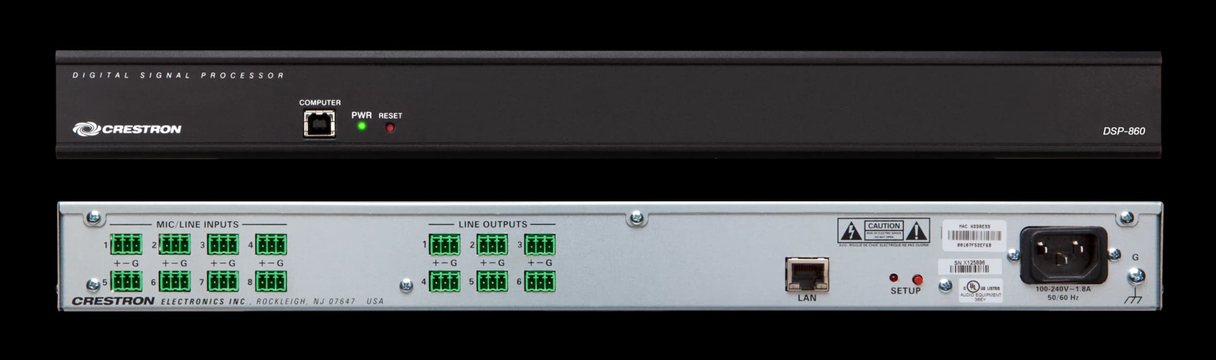 Crestron DSP-860 Avia 8x6 digital signal processor, rear view