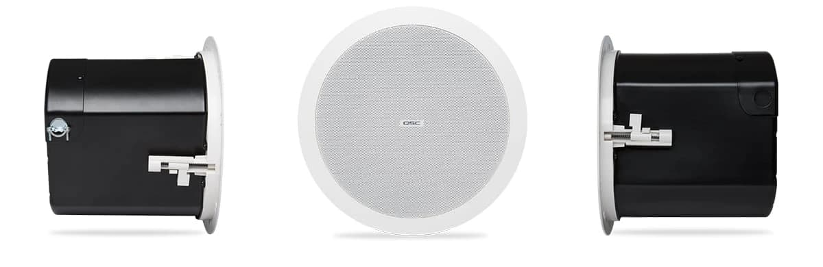 QSC AcousticDesign AD-C6T, side and front views