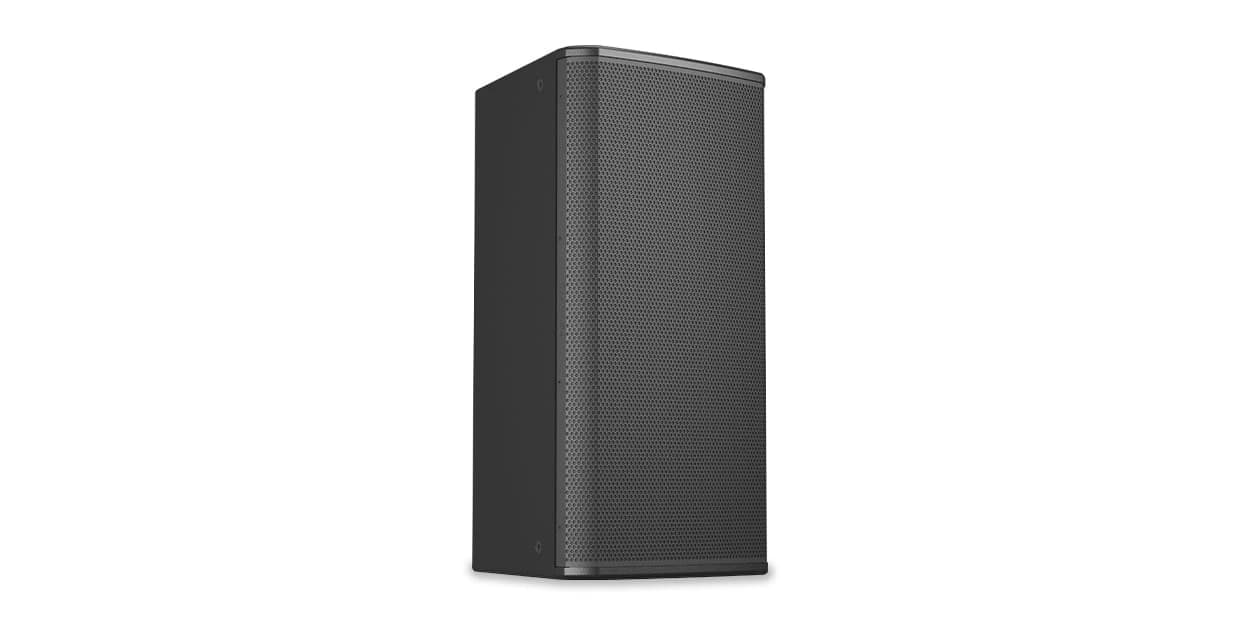 QSC PL-DC12 point source loudspeaker, angled view