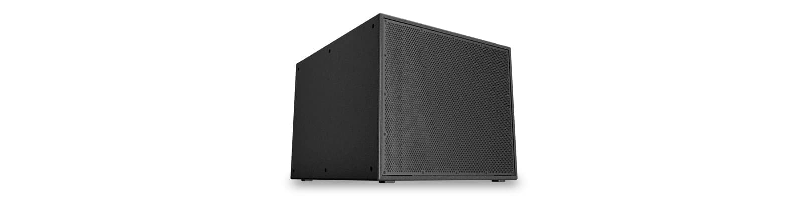 QSC PL-SUB18 subwoofer, angled view