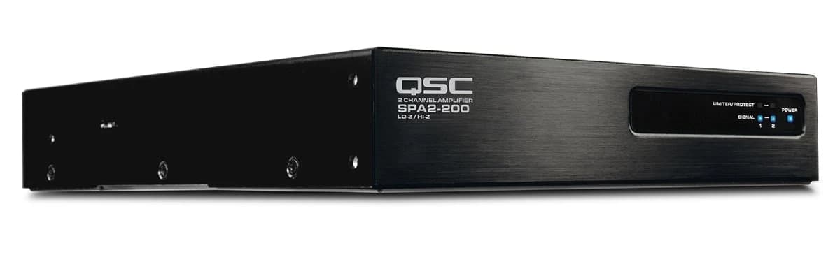 QSC SPA2-200 amplifier, front/right angle