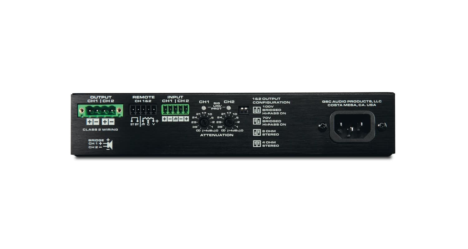 QSC SPA2-200 amplifier, rear view