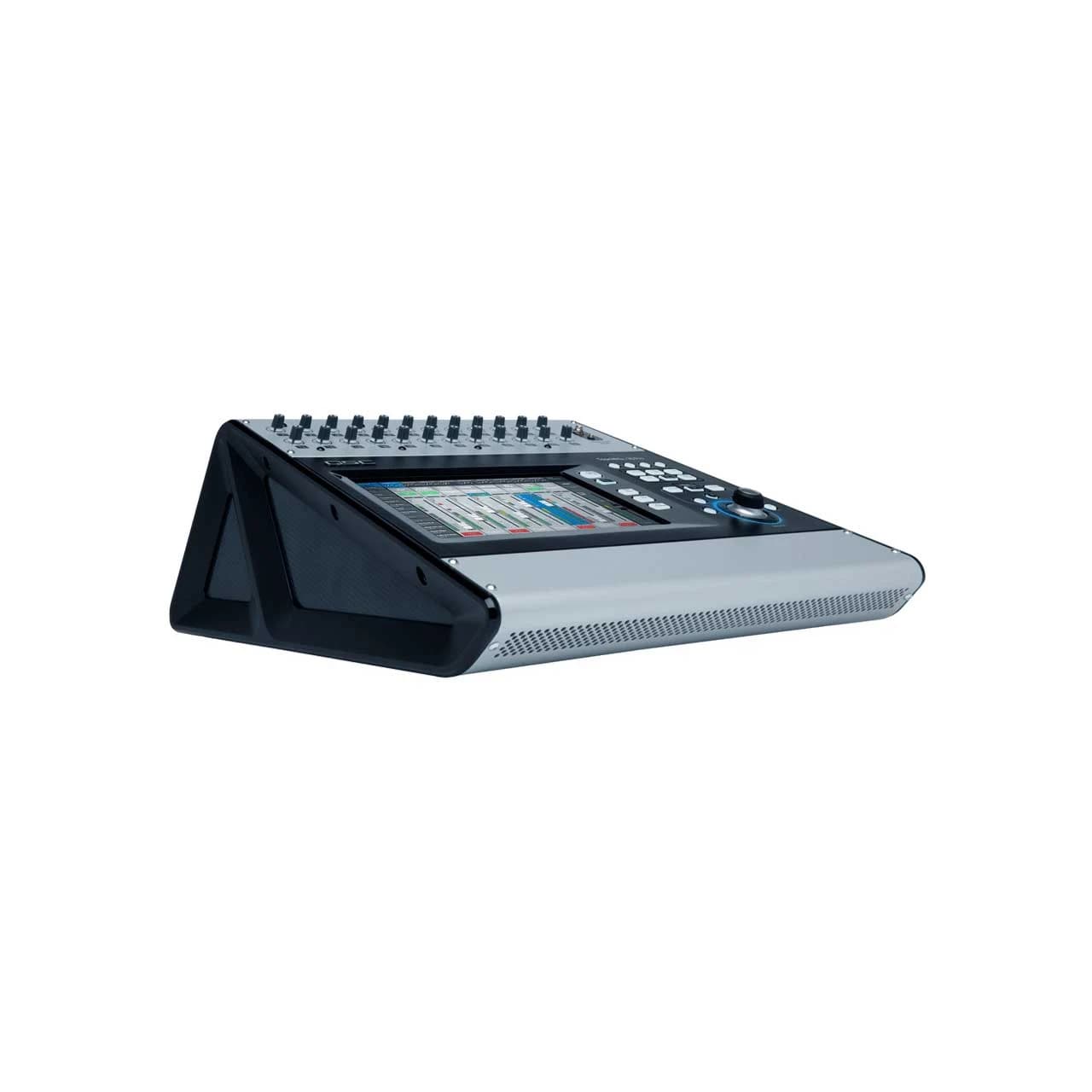 QSC TouchMix-30 Pro digital mixer, low side angle showing carrying handle