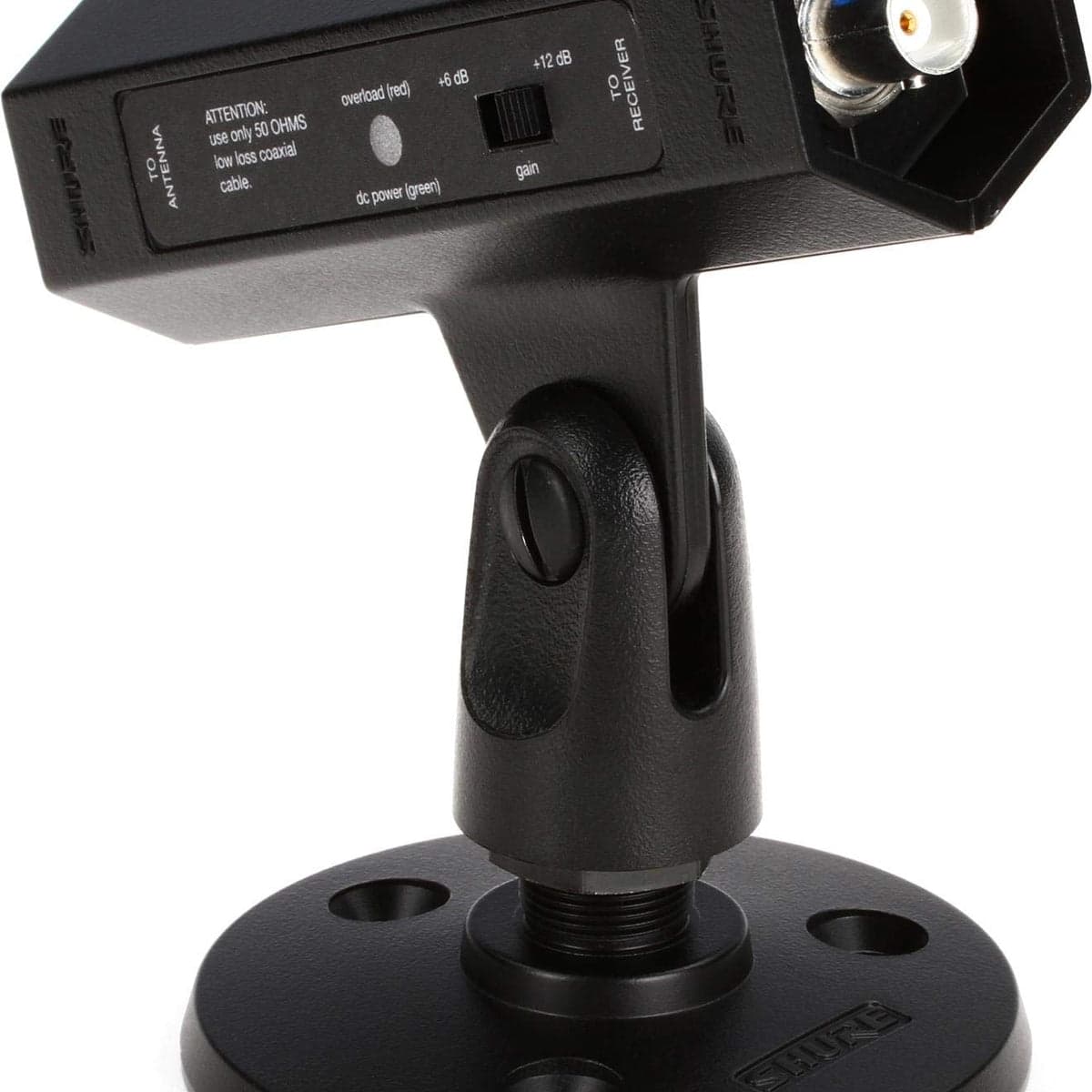Shure UA834WB in-line antenna amplifier on mounting bracket