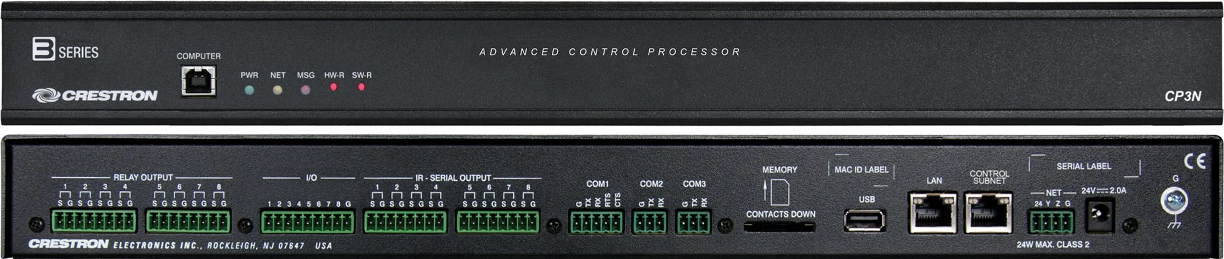 Crestron CP3N 3-Series control system, angled view