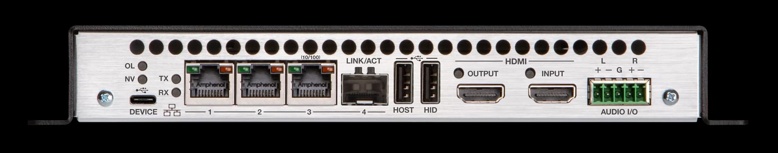 Crestron DM-NVX-360 AV-over-IP encoder/decoder, front view