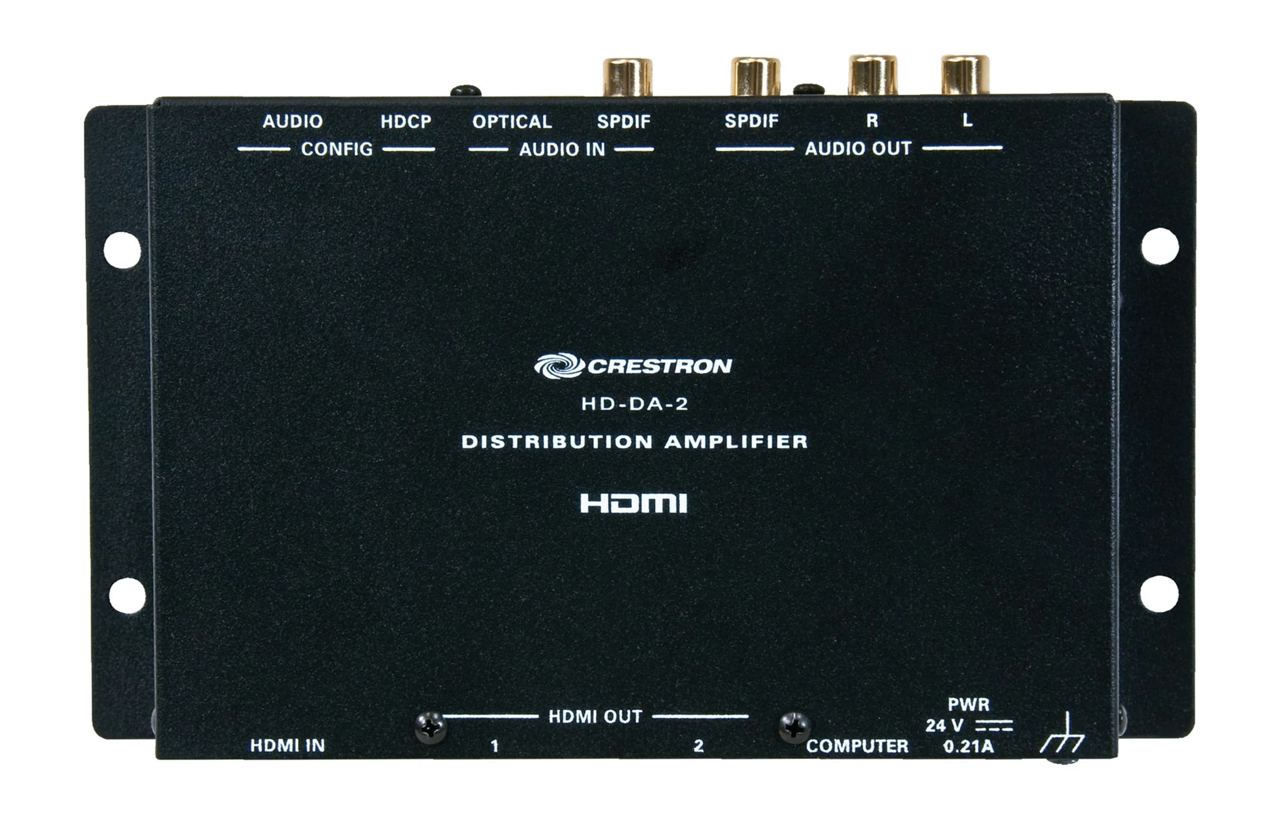 Crestron HD-DA-2 HDMI distribution amplifier, head-on view