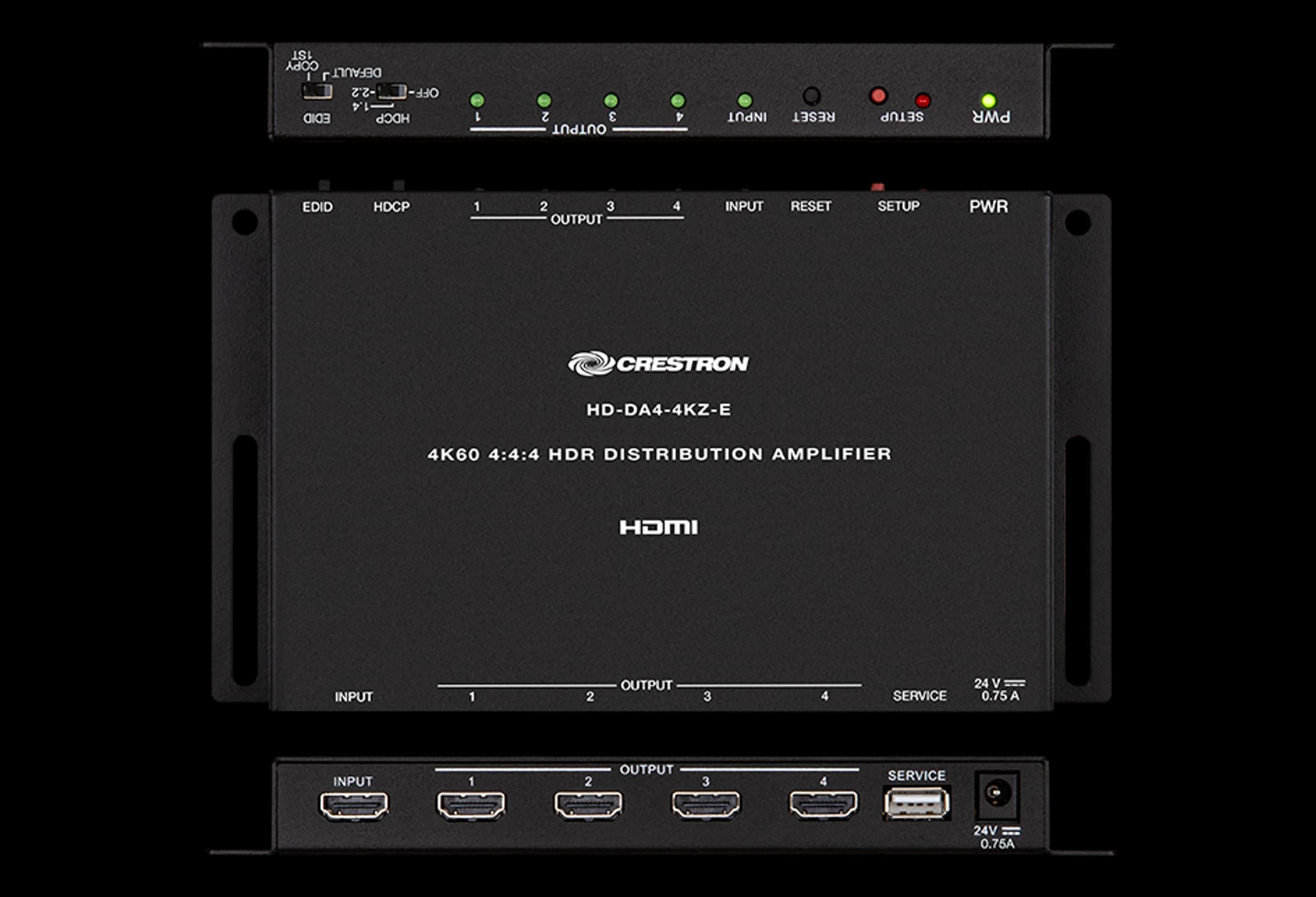 Crestron HD-DA4-4KZ-E 1:4 HDMI distribution amplifier, composite view