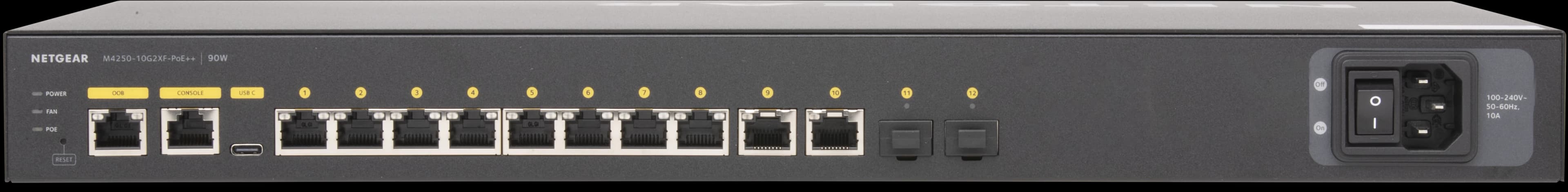QSC Q-SYS NS10-720++ network switch, rear