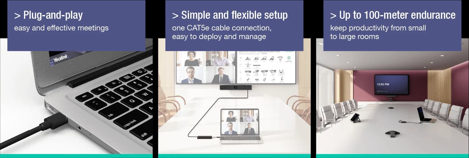 Yealink MVC-BYOD Extender, in use with laptop and room display