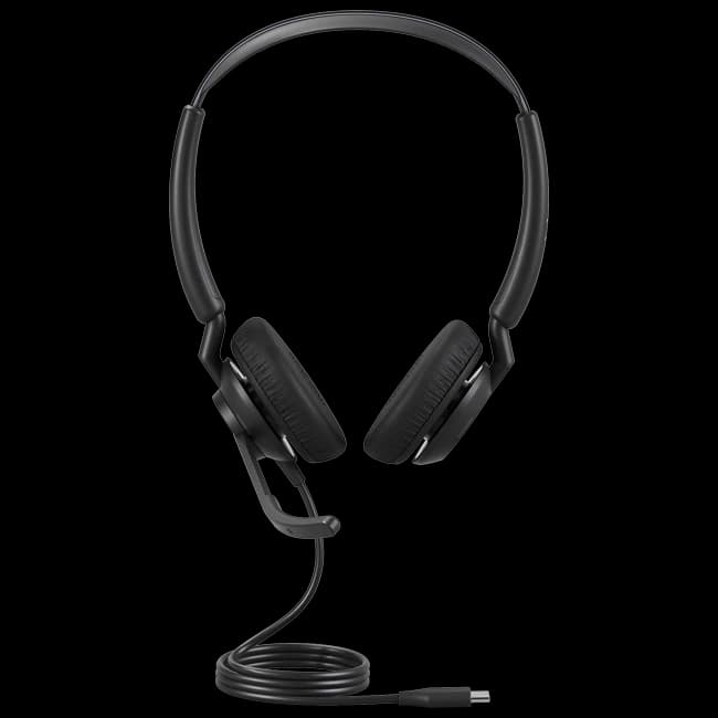Jabra Engage 50 II Stereo corded USB headset, front studio view with USB-C cable