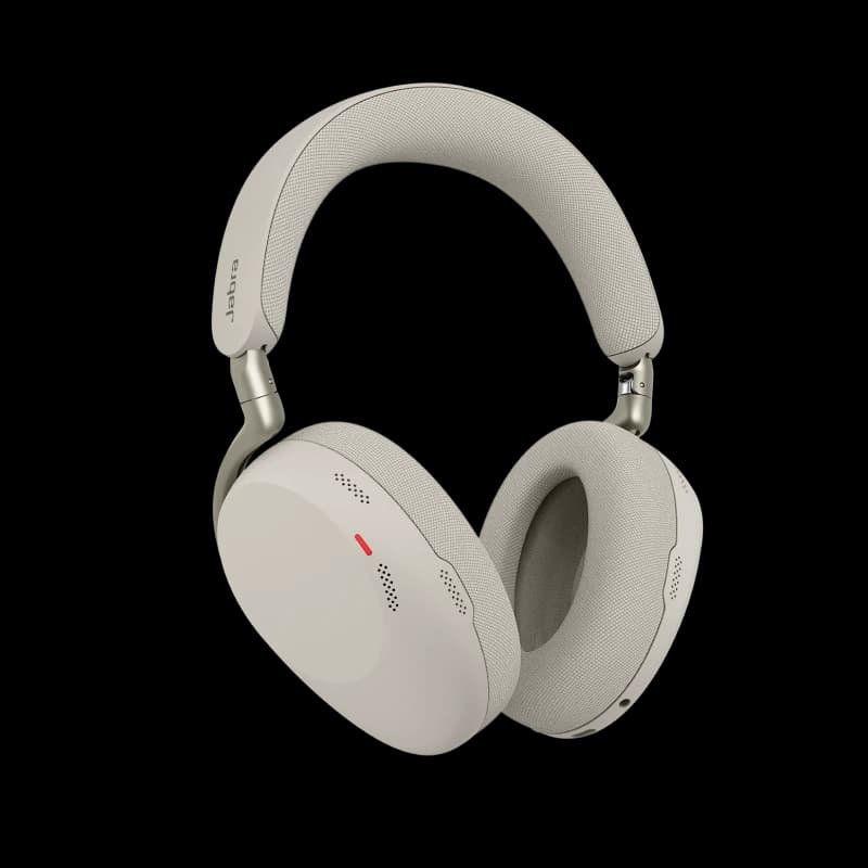 Jabra Evolve3 85 Bluetooth wireless over-ear headset, angled studio view