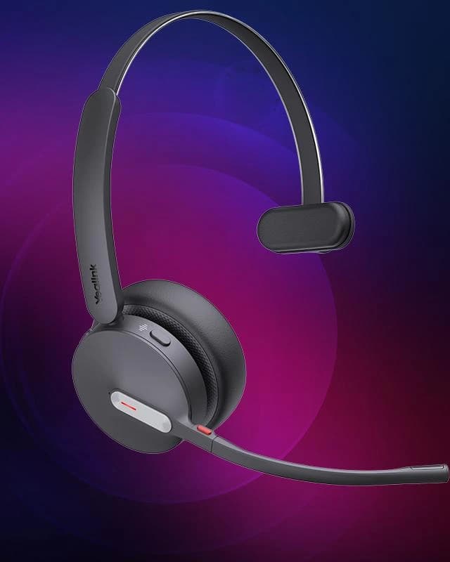 Yealink BH70 Mono Bluetooth wireless headset, angled view