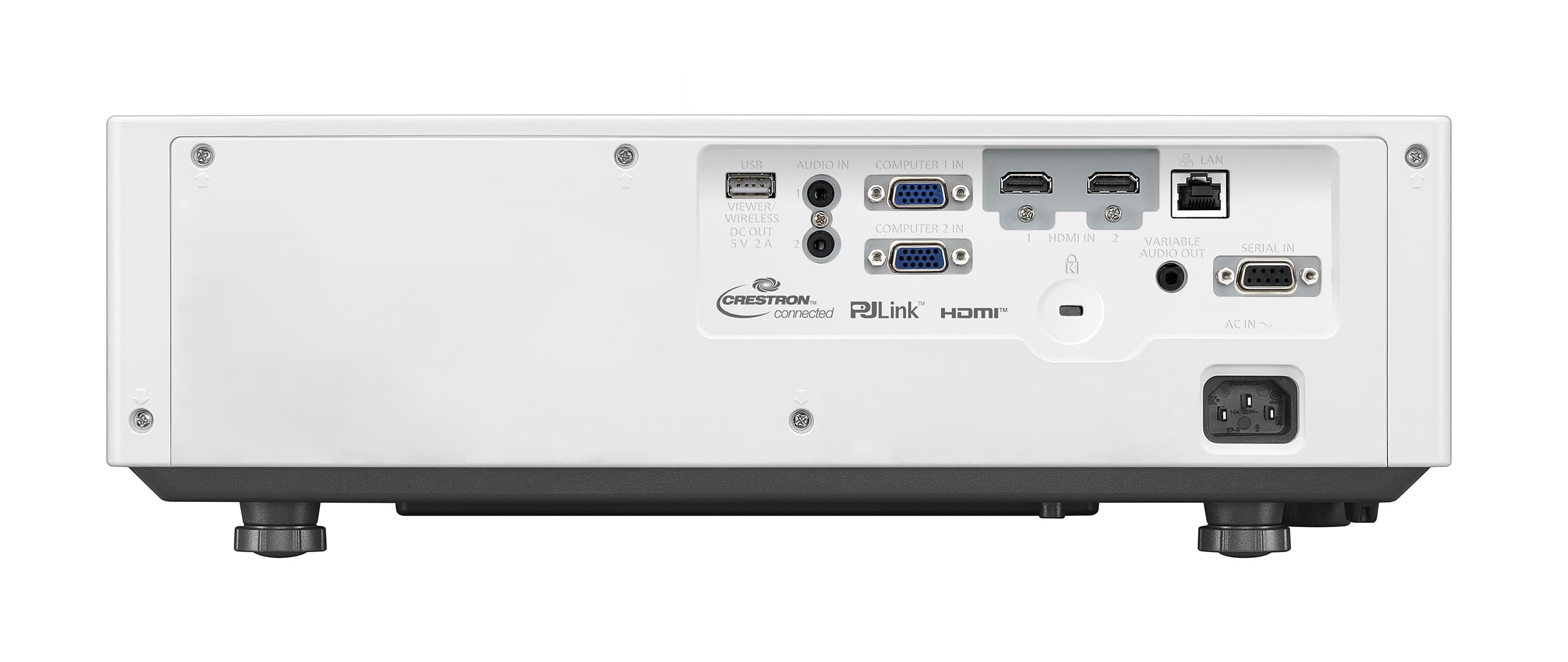 Panasonic PT-VMZ51S laser projector, rear connectivity panel