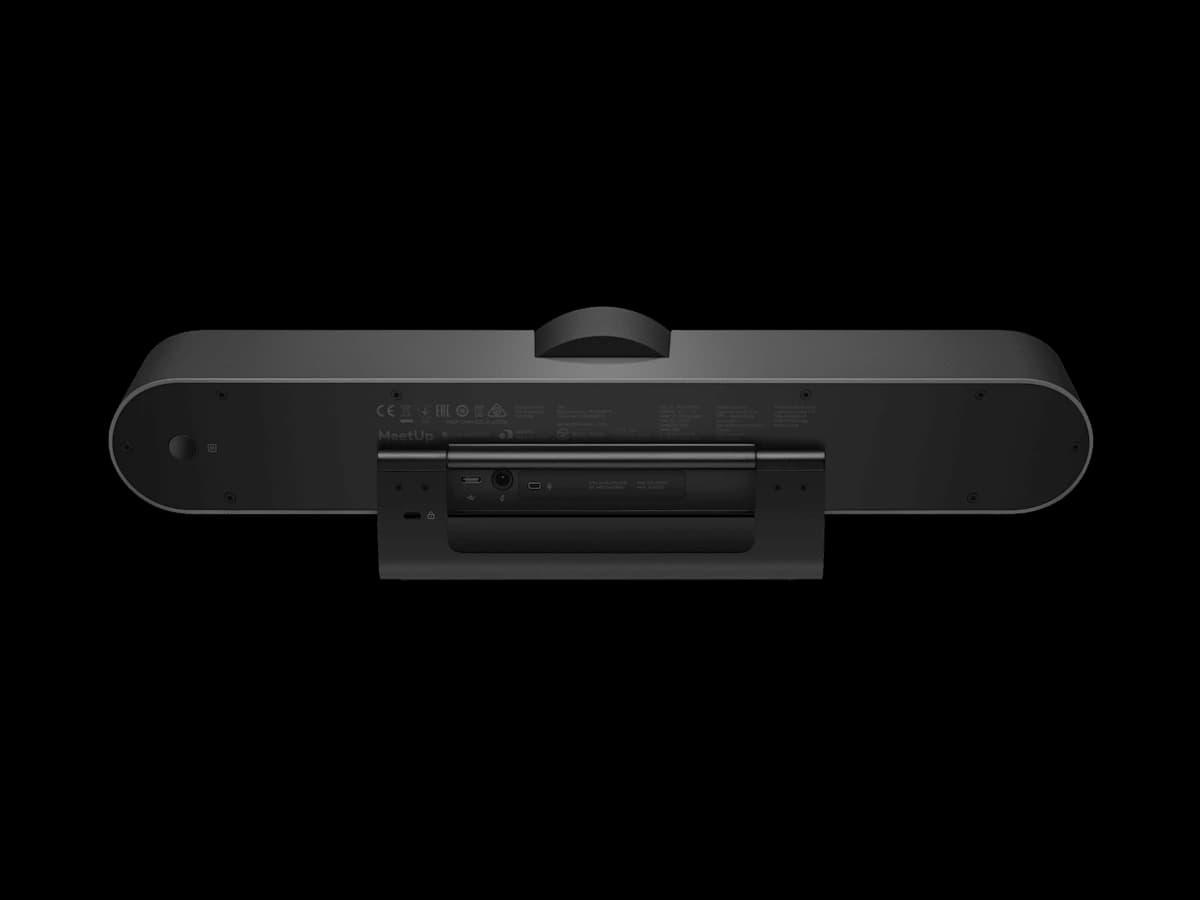 Logitech MeetUp video conference camera, rear view showing ports and mount