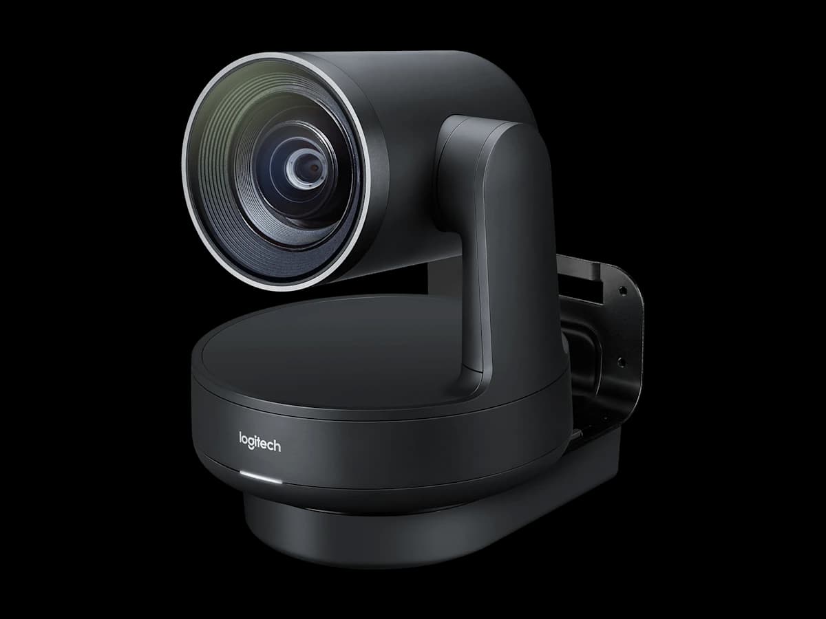 Logitech Rally Ultra HD PTZ Camera with wall-mount bracket